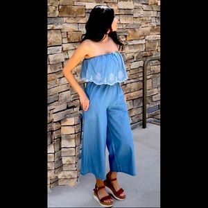 XS Jessica Simpson Wide Leg Strapless Romper